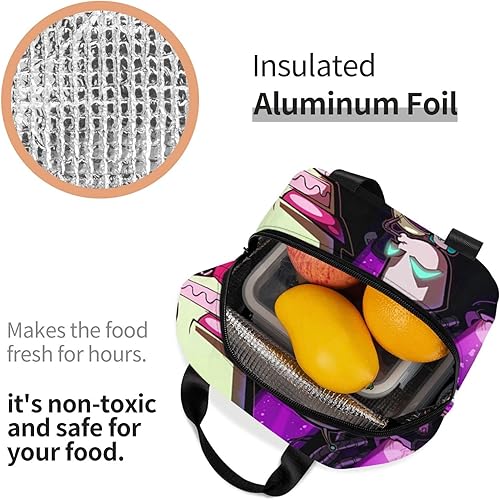 Miniatura 5 de Bolsas de almuerzo Invader Anime Zim con aislamiento, reutilizable, portátil, para exteriores, oficina, picnic, 8.5 x 8 x 5 pulgadas