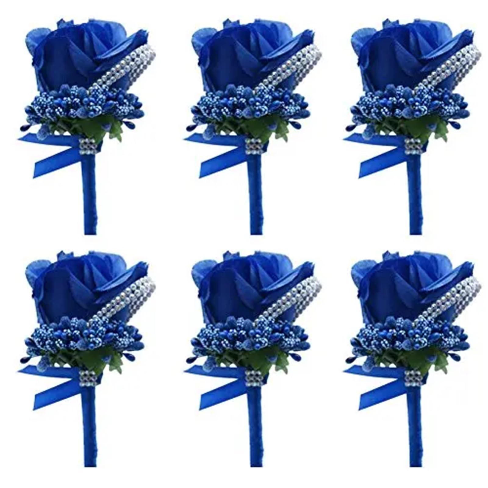WTAXBH Corsages for Weddings 6 Pcs Dusty Blue Rose Boutonniere For Groomsmen Groom Boutonnieres Wedding Man Corsage Rustic Marriage Flower(Boutonniere-N)