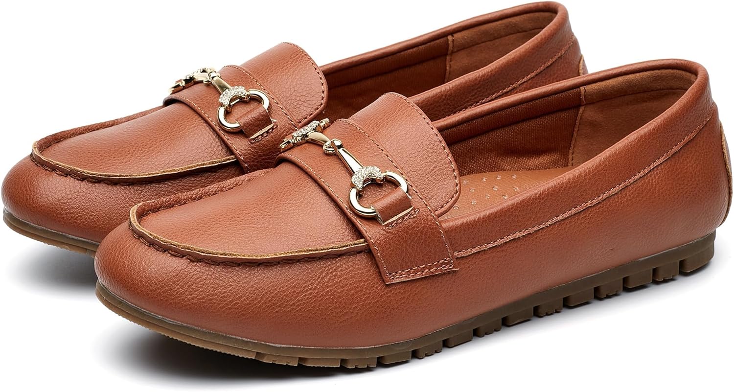 Women's Wide Loafers Casual Slip on Flat Shoes Women's Comfort Penny Loafers with Arch Support Women Dressy Moccasins - Image 8