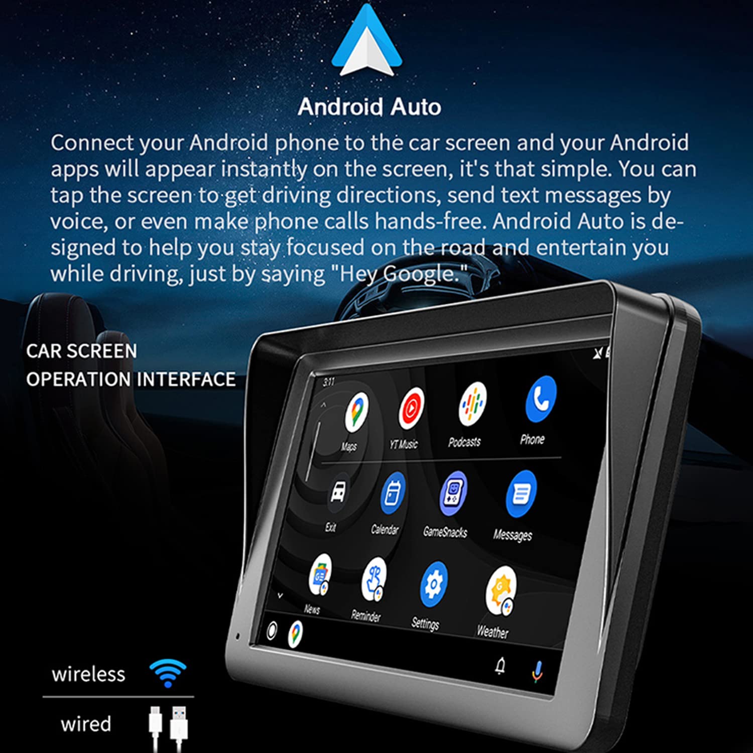 Portatile Monitor per Auto da 7" Wireless Carplay e Android Auto Autoradio con Telecomando Telecamera di Backup Bluetooth Mirrorlink Trasmettitore FM Porta per Scheda AUX/USB/TF
