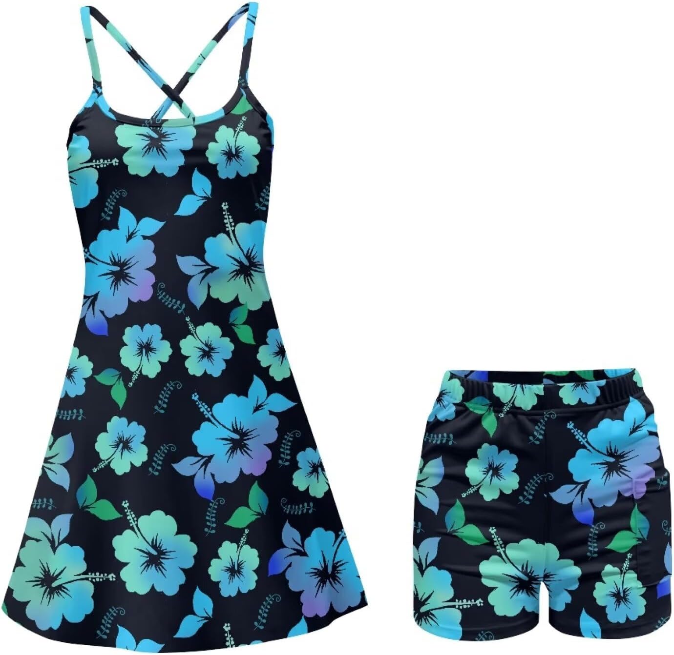 Women's Tennis Dresses, Activewear Dresses with Shorts Pockets Summer Dresses for Workout Size XS-2XL