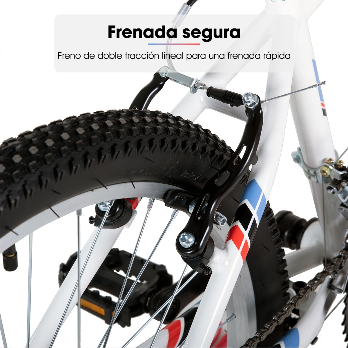 Hiland Bicicleta de Montaña de 24/26 Pulgadas para Jóvenes y Adultos, Bicicleta de Montaña con 18 Velocidades, Doble Frenos en V, MTB para Mujeres y Hombres, Negro/Blanco