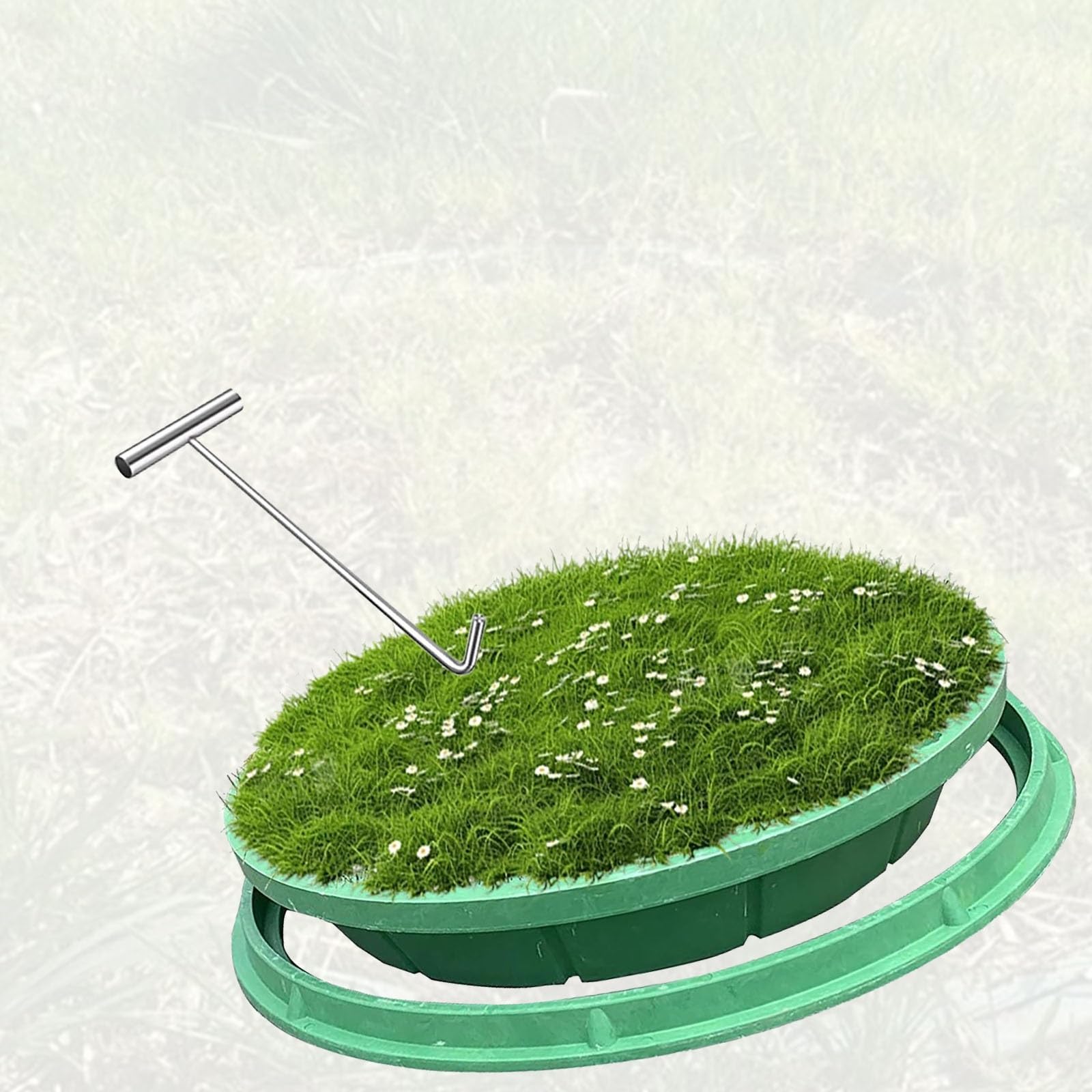FCXWEVR Invisible Manhole Covers3 PCS 60cm Diameter 12cm Height Green Resin Grass PlantersLoadBearing for Commercial & Residential Use Ideal for Inspects