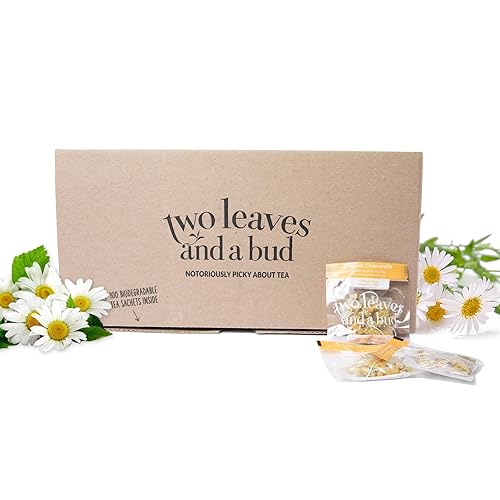 Two Leaves and a Bud Bolsas de té de manzanilla orgánica, naturalmente sin cafeína, té de manzanilla de hojas enteras en sobres compostables, 100