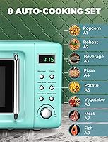 Vista 3 de Horno de microondas retro para encimera SIMOE, microondas pequeño de 0.7 pies cúbicos con función de descongelamiento, 5 niveles de potencia, 8