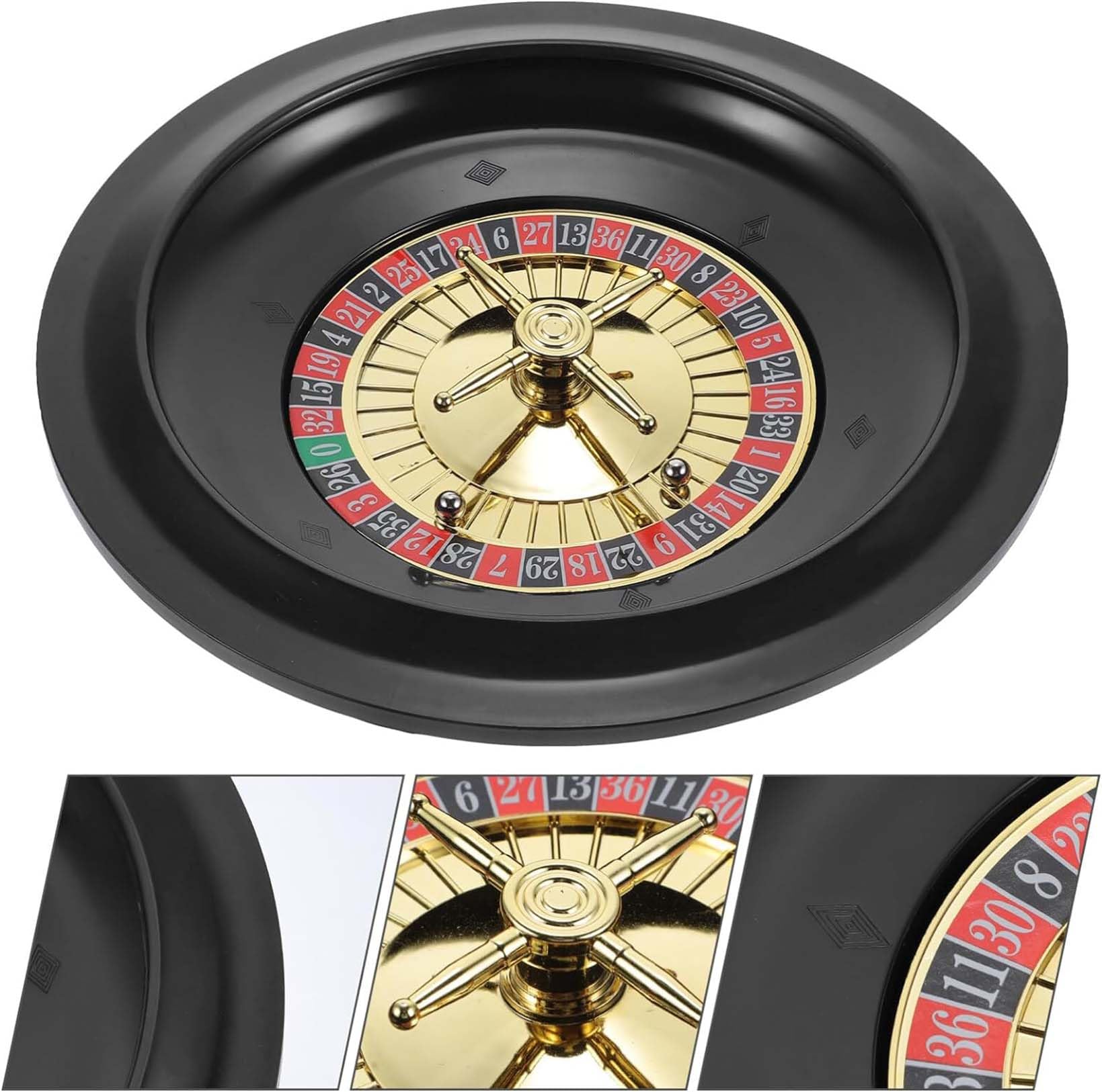 Ruota della Roulette in Legno Portatile - Gioco da Tavolo Casino Set Solido di Intrattenimento per Tempo Libero, 001