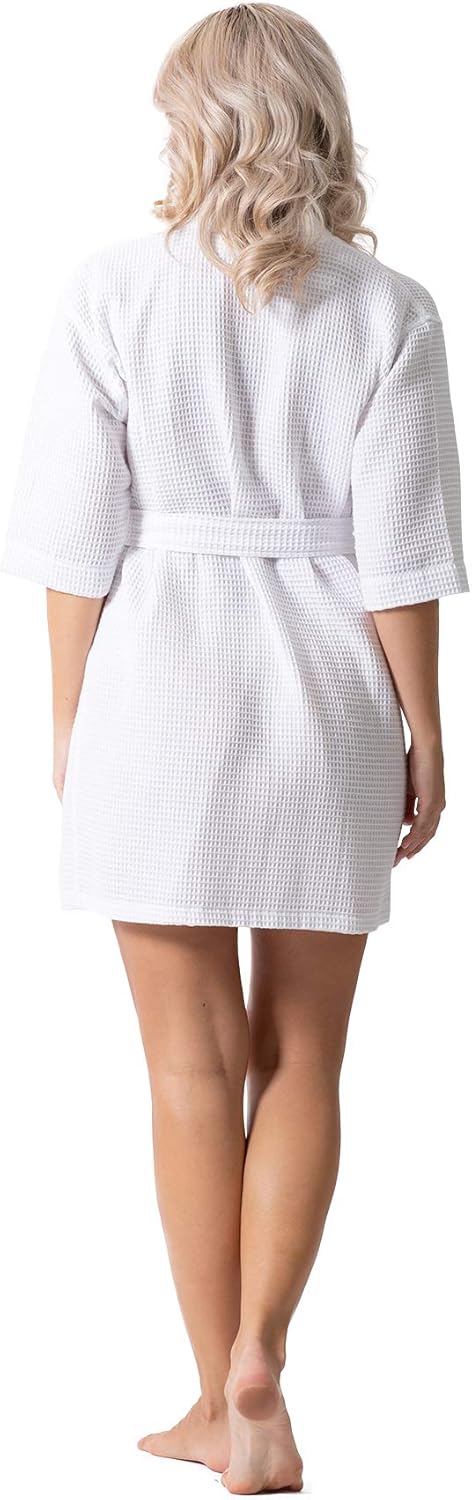 Robe Direct Lightweight Waffle Weave Bath, Spa & Bridesmaids Kimono Short Robes - Image 6