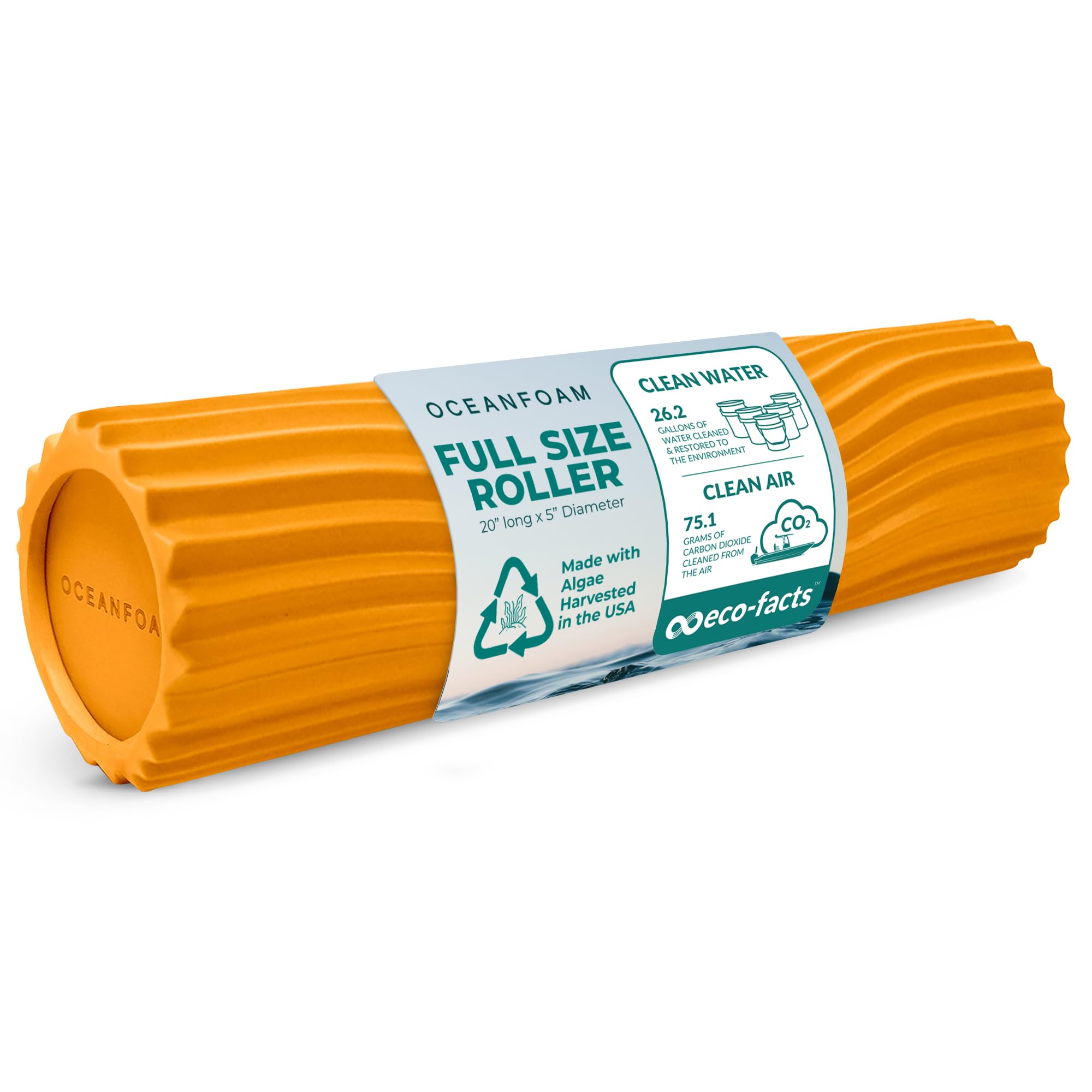 Oceanfoam Gold Tidal Roller - Rodillo ergonómico de espuma para masaje muscular miofascial de espalda con textura de onda ancha, yoga, atletismo, dolor corporal y rigidez, ejercicios de estiramiento,