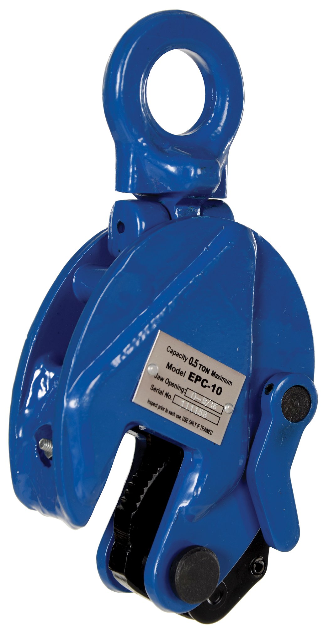 Vestil EPC-10 Vertical Plate Clamp, 0.60" Plate Thickness, 1000 lbs Working Load Limit, 1.81" Bale Opening