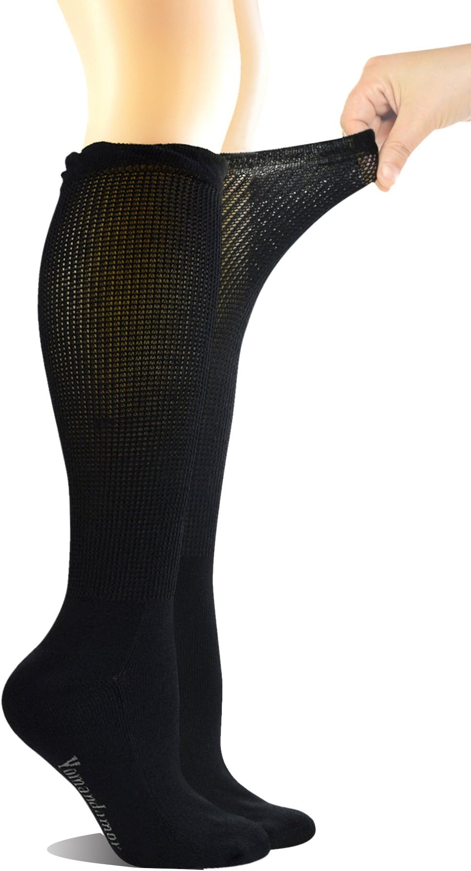 4 Pack Women's Bamboo Diabetic Socks with Seamless Toe Non-binding Lace Knee High Circulatory Socks