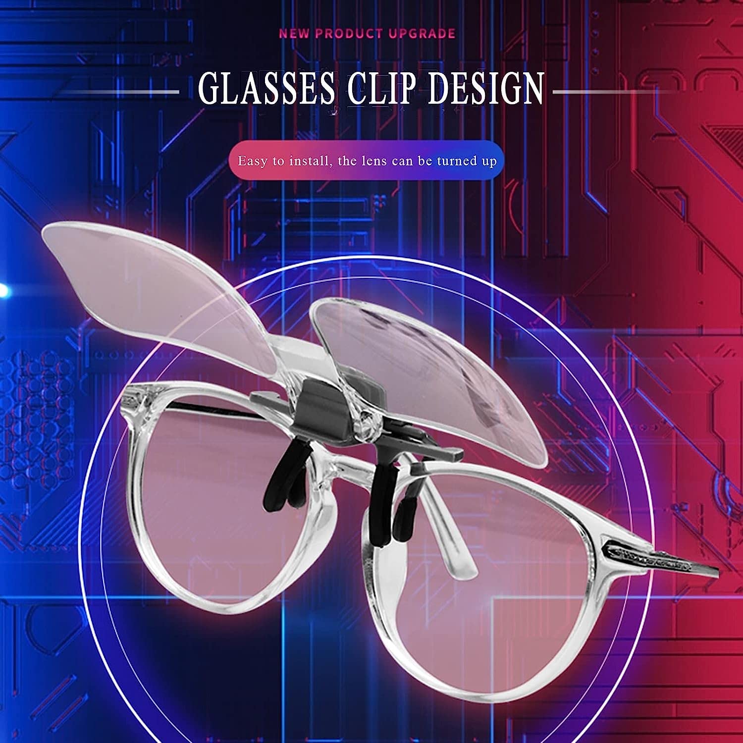 Lupa de Gafas con Clip 2X, Clip Manos Libres, Lupa abatible hacia Arriba, Lupa de joyería, Gafas, para Lectura, electrónica, reparación de Relojes, Costura, Man