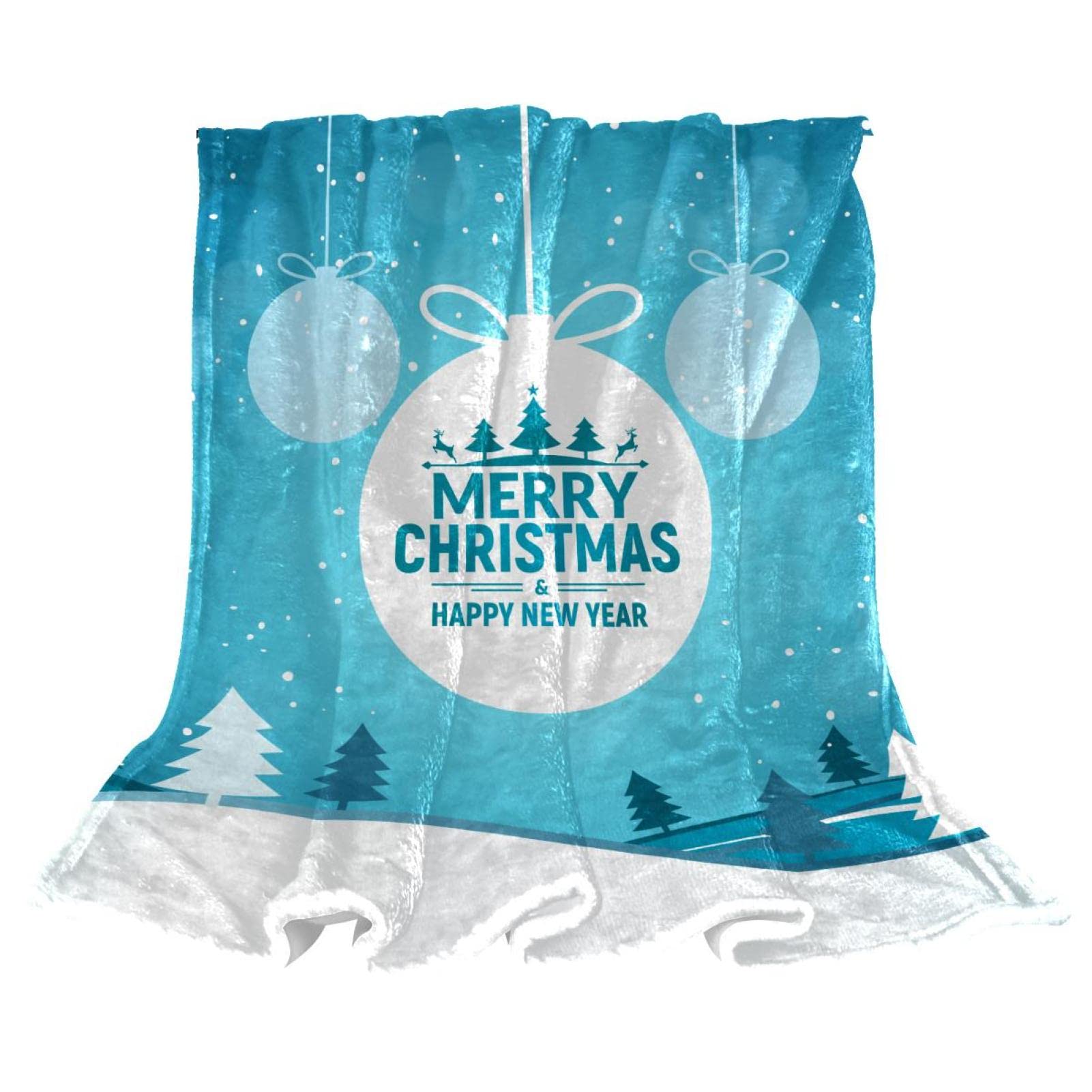 Couverture polaire de literie isolante et douce plaid de Noël bleu