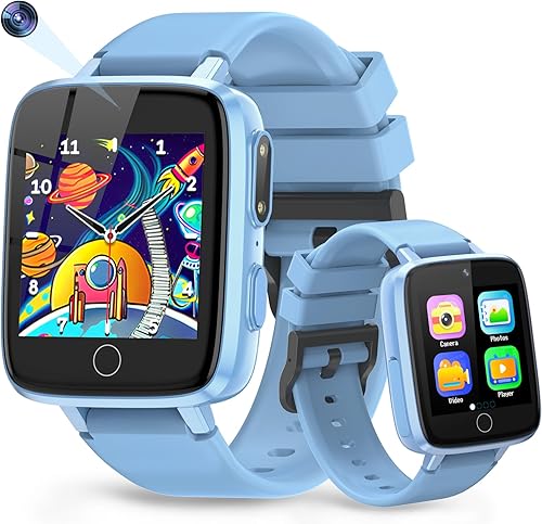 Reloj inteligente para niños, 1.54 pulgadas, pantalla táctil HD con 26 juegos, cámara, grabadora de video, música, podómetro, calendario de reloj