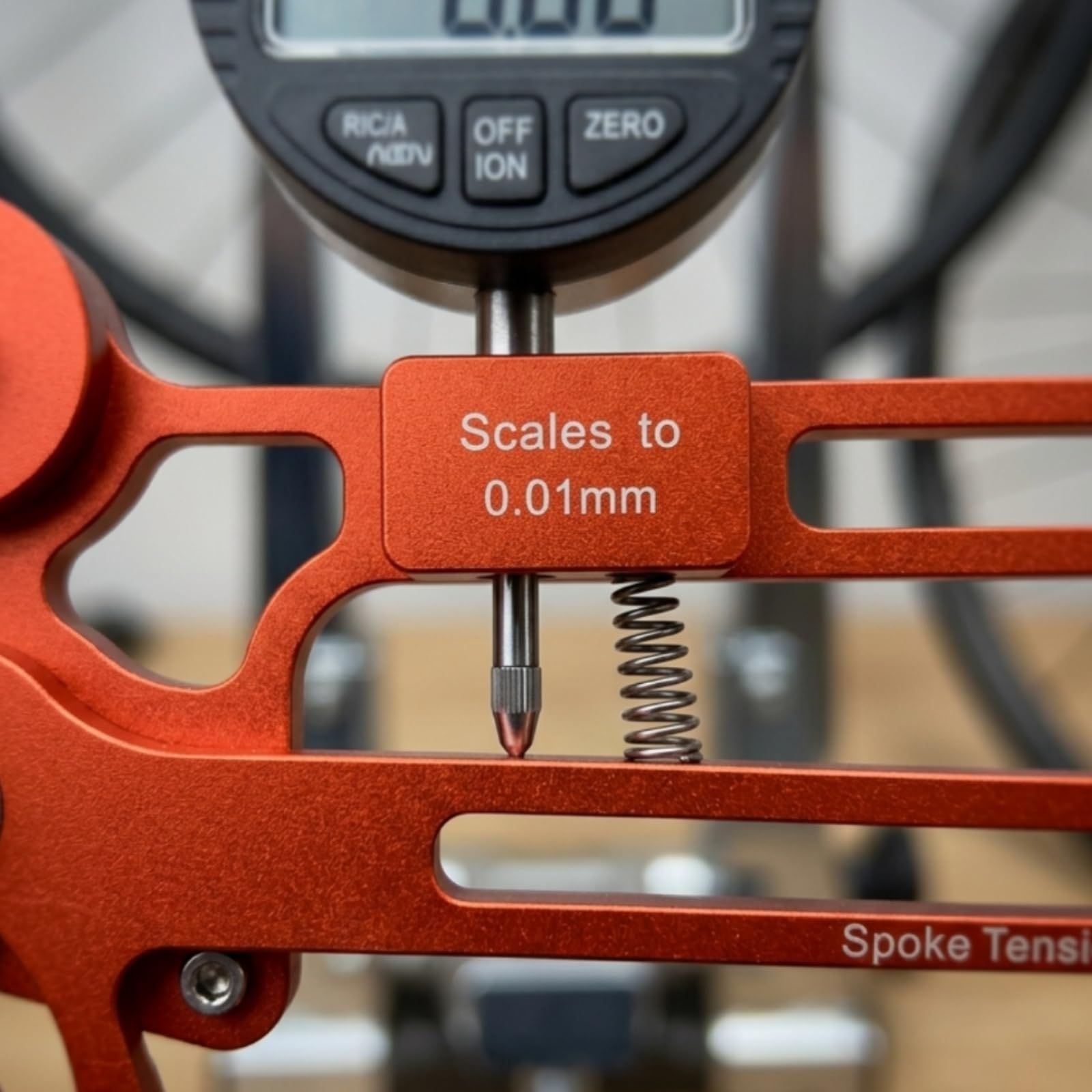 Speichenspannungsmesser Fahrrad Speichenspannungsmesser Tensiometer Laufrichtwerkzeug Messgerät Aluminiumlegierung mit Sandgestrahlter, Einheitsgröße, Mechanische Anzeige