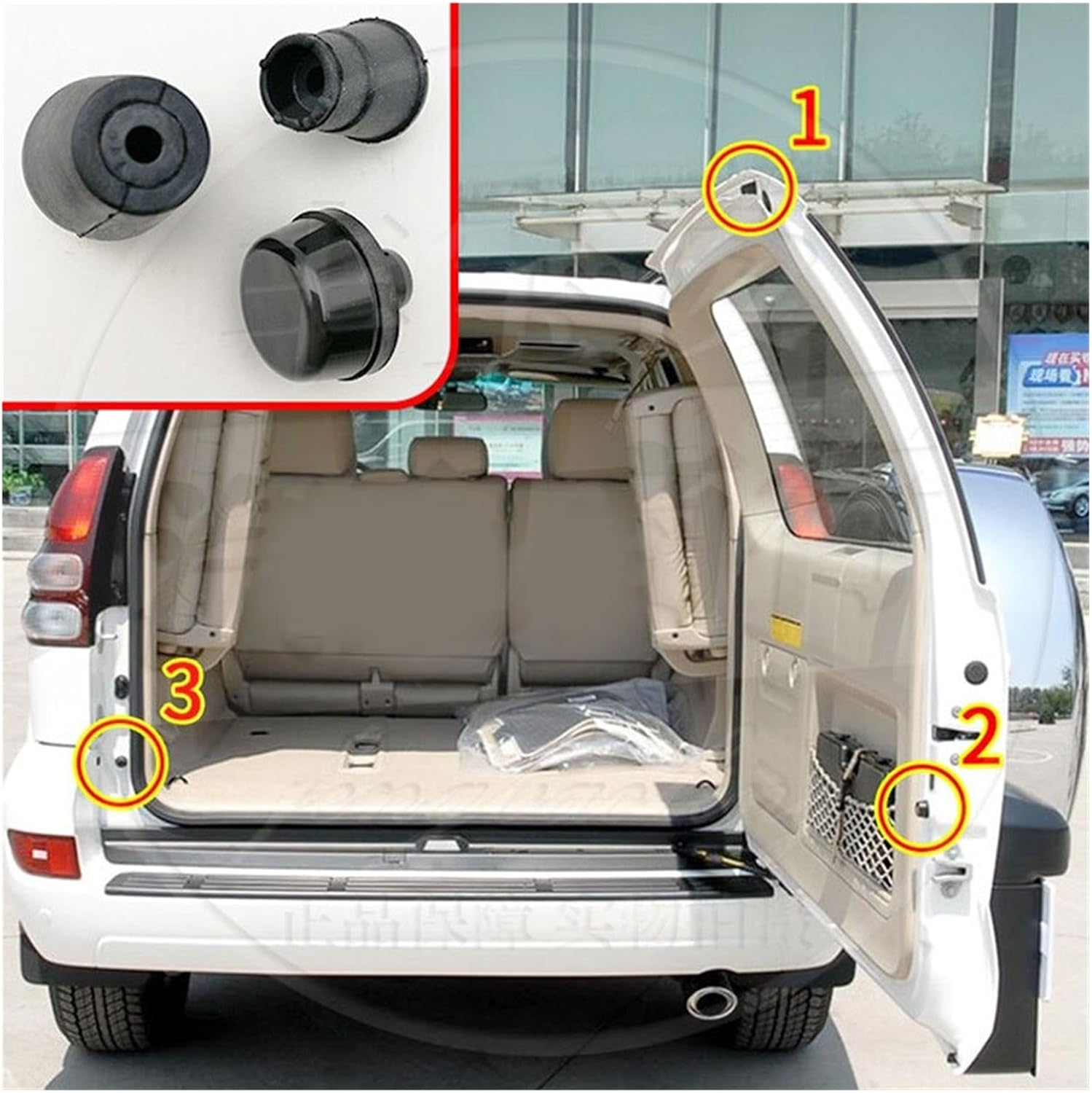 Sealing Plug Kit 3Pcs Car Rear Trunk Tailgate Dampers Buffer Pad Bump Stop Shock Rubber Fit For Land Cruiser Prado LC120 03-09 LC150 10-20 Easy Installation(LC150 2010-2020)