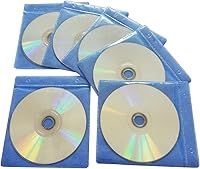 Vista 6 de Fundas para CD/DVD/BluRay, funda de plástico de repuesto de doble cara para carpetas de almacenamiento de CD y DVD, paquete de 100 unidades (azul)