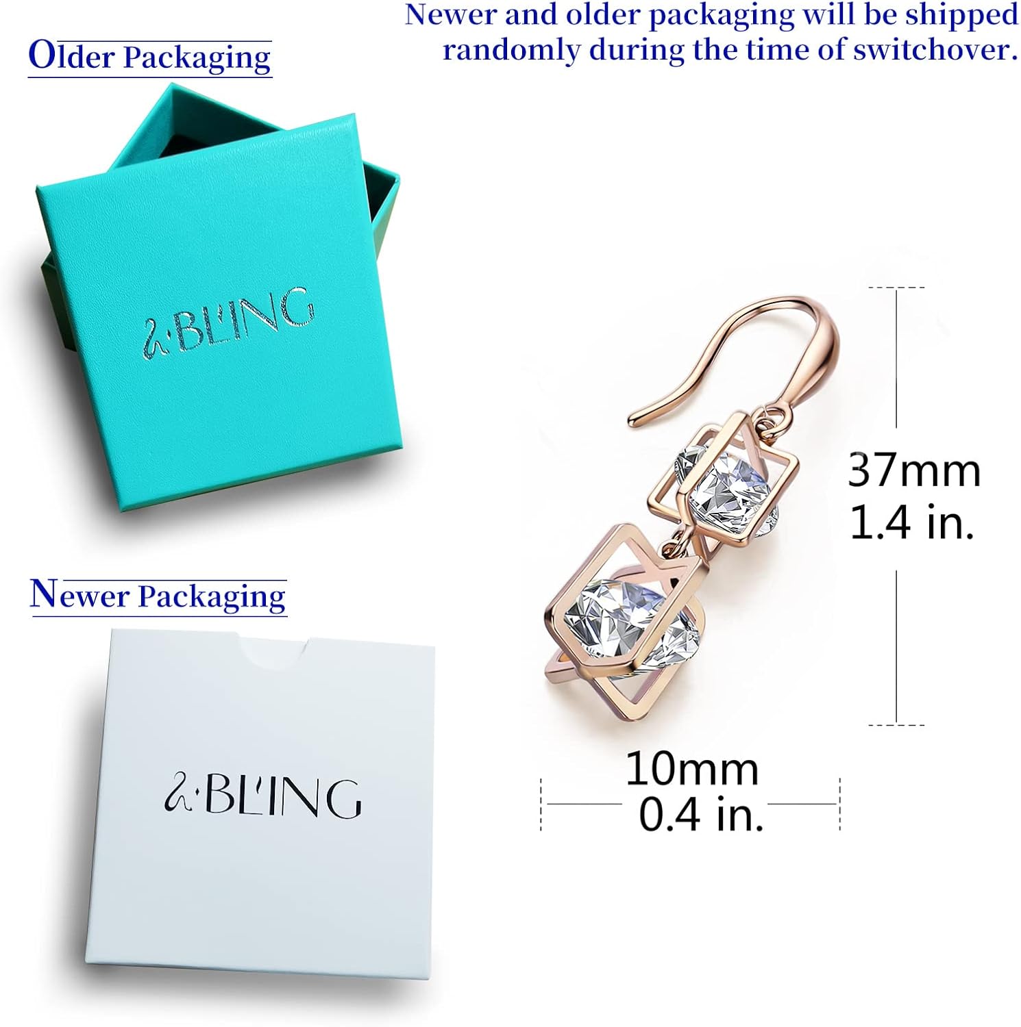 SBLING Platinum Plated or 18K Gold Plated or 18K Rose Gold Plated Cubic Zirconia Drop Earrings - Gifts for Women - Image 5