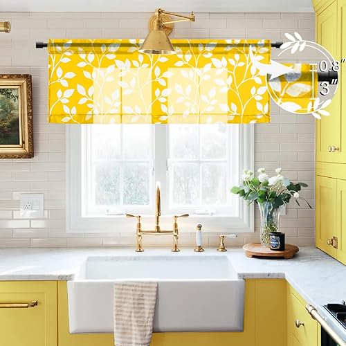 Miniatura 10 de XTMYI Cenefas de cocina con temática de playa costera verde azulado para ventanas, decoración de cocina turquesa, cenefa transparente de hojas