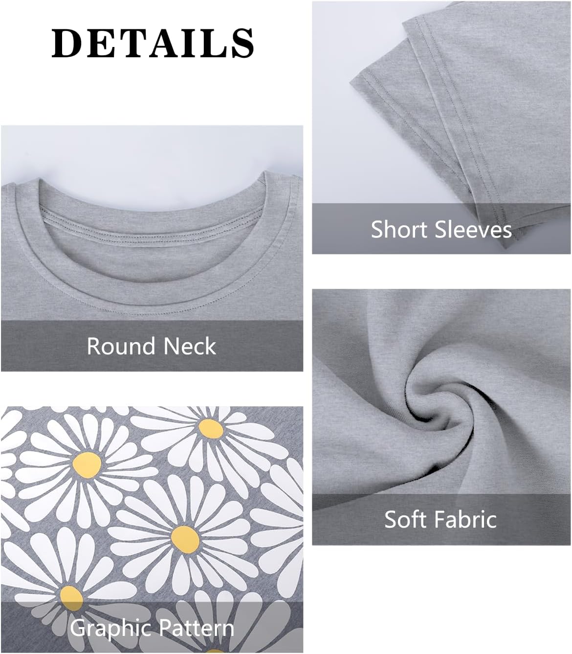 HEYTALALA Women's Oversized Tshirts Wildflower Graphic Tees Crew Neck Summer Short Sleeve Casual Loose Basic Tunic Tops - Image 7