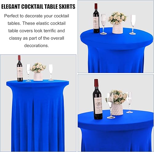 Miniatura 3 de Paquete de 4 faldas redondas de elastano de 32 x 43 pulgadas, fundas de elastano para mesa de cóctel con cortinas onduladas, mantel de cóctel