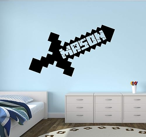 Adhesivo decorativo para pared, diseño de espada de juego para pared, diseño de espada de juego, decoración de pared para niños de dormitorio,