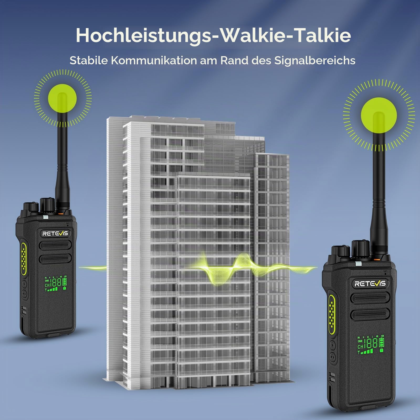 Retevis NR30D DMR Hand Funkgerät, wasserdicht nach IP67, 2800 mAh, Digitale Walkie Talkies mit Geräuschunterdrückung, Kompatibel mit AES256 für die Rettung im Freien (1 Stück)