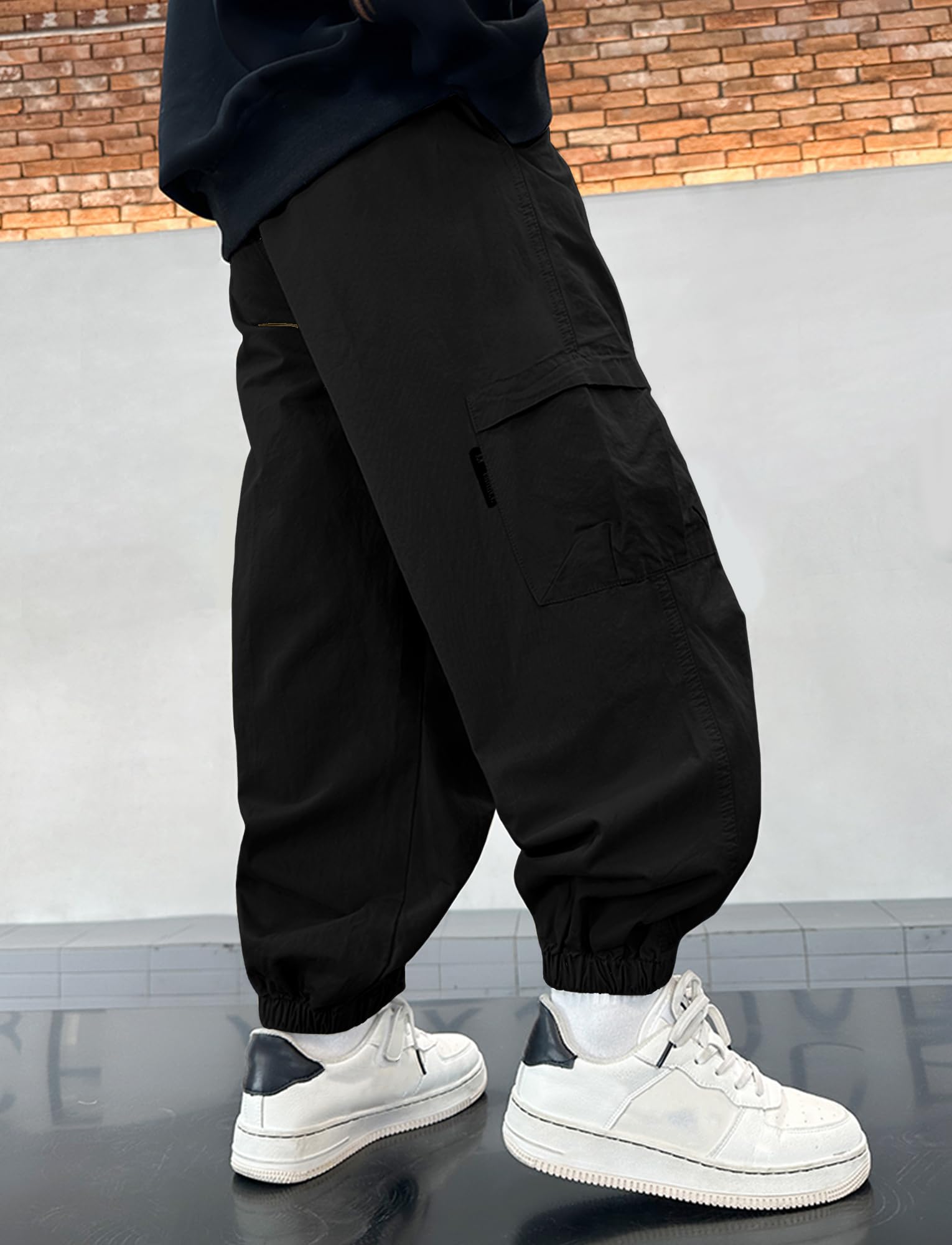 Happy Cherry - Pantalones Cargo Niño Jogger Pantalón Largo de Trabajo Casual Algodón con Cintura Elástica y Bolsillos Infantil para Verano Primavera Otoño Invierno - 110-164