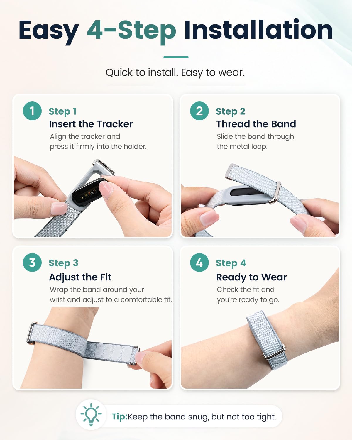 Lot de 3 bracelets en nylon compatibles avec Google Fitbit Air Performance Loop Band | Bracelets de sport pour Fitbit Air sans écran - Fermeture - Doux et respirant - Tissé - Pour homme et femme