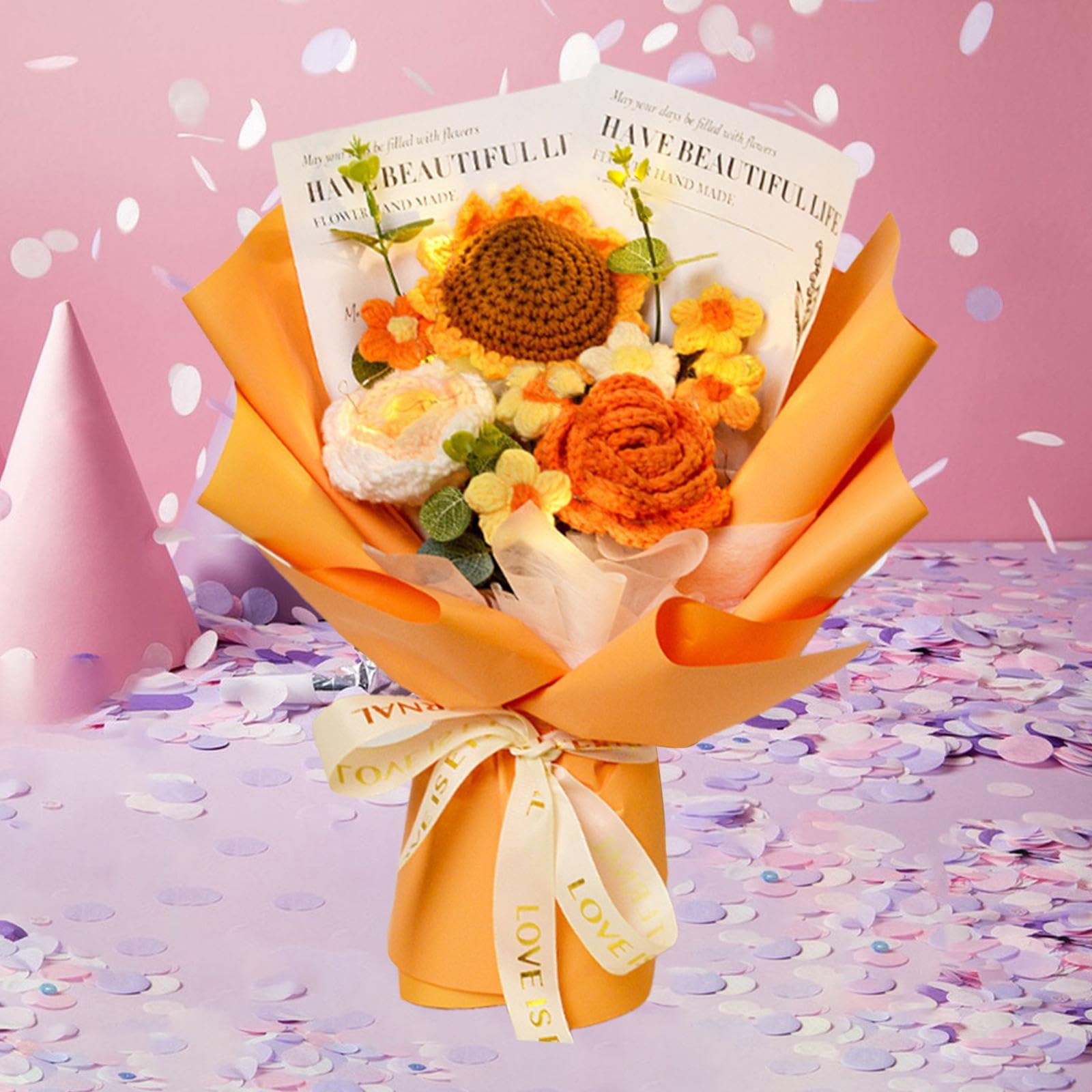 Amazon｜Generic 母の日と誕生日のためのかぎ針編みの花の花束
