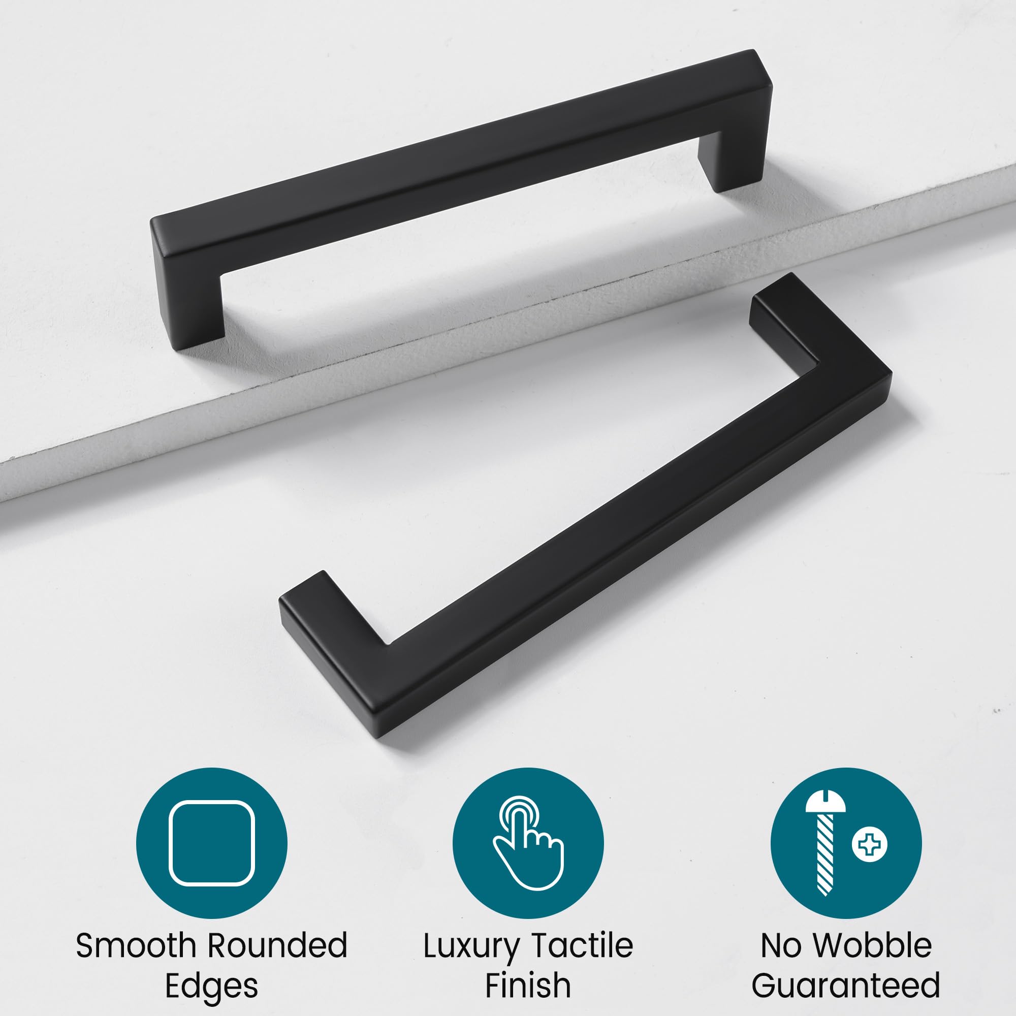Vortix 15 maniglie per mobili in acciaio inox nero opaco, distanza tra i fori 128 mm, design moderno per mobili da cucina, mobili da bagno e cassetti