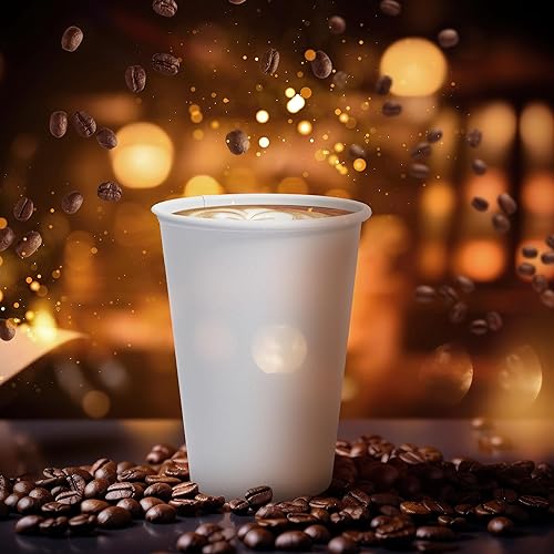 Miniatura 7 de Paquete de 50 tazas de café de papel desechables 16 onzas, blancas  Tazas para beber café con chocolate caliente, té, agua fría, jugo, adecuadas