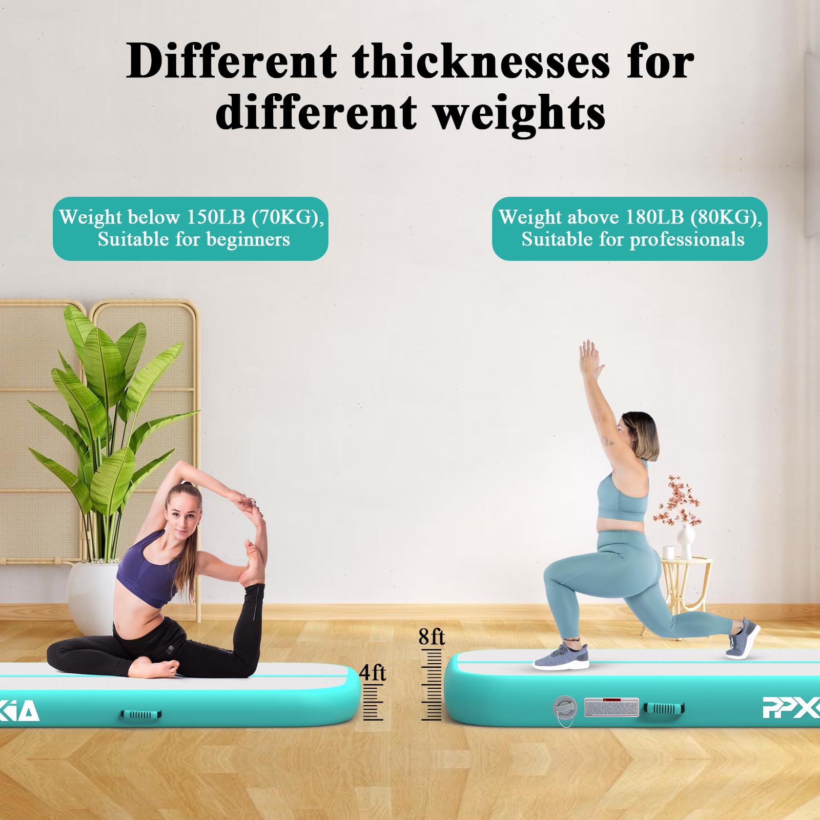 Gymnastikmatte Air Matte Track 3M/4M/5M/6M, Turnmatte Tumbling Matten 10/20CM Höhe mit Komplettes Zubehör, Aufblasbar Gymnastik Matten für zuhause Outdoor Yoga