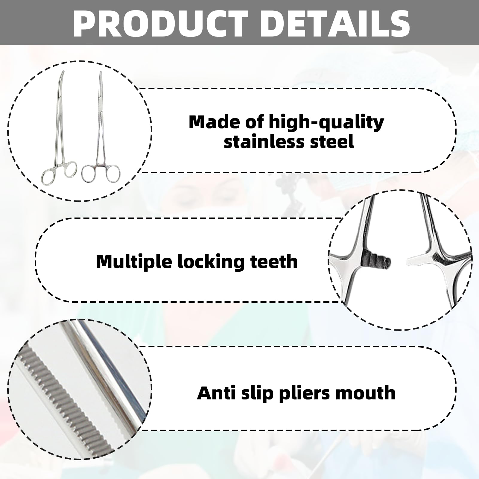 2 Pcs Piercing Pliers, Locking Pliers Piercing Pliers, 12.5cm Self-Locking Fishing Forceps, Multipurpose Stainless Steel Tweezers Pincers for DIY Crafting Pet Grooming - Image 3