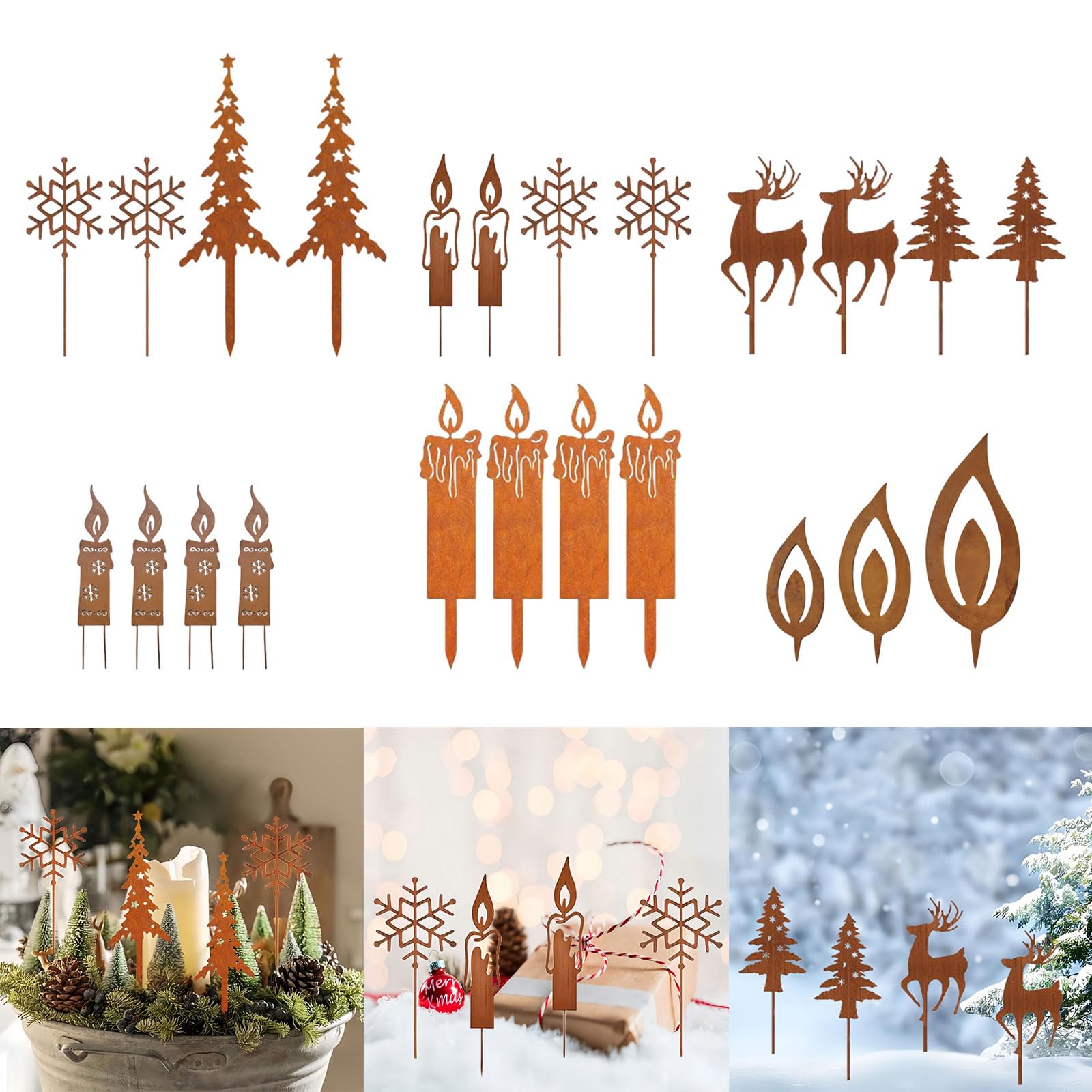 Yrohgkpn E Metal Christmas Yard Sign Decoration Yard Stak Outdoor Lawns Signs Decorativ Garden Stakes For Outdoor Indoor Rust Decors