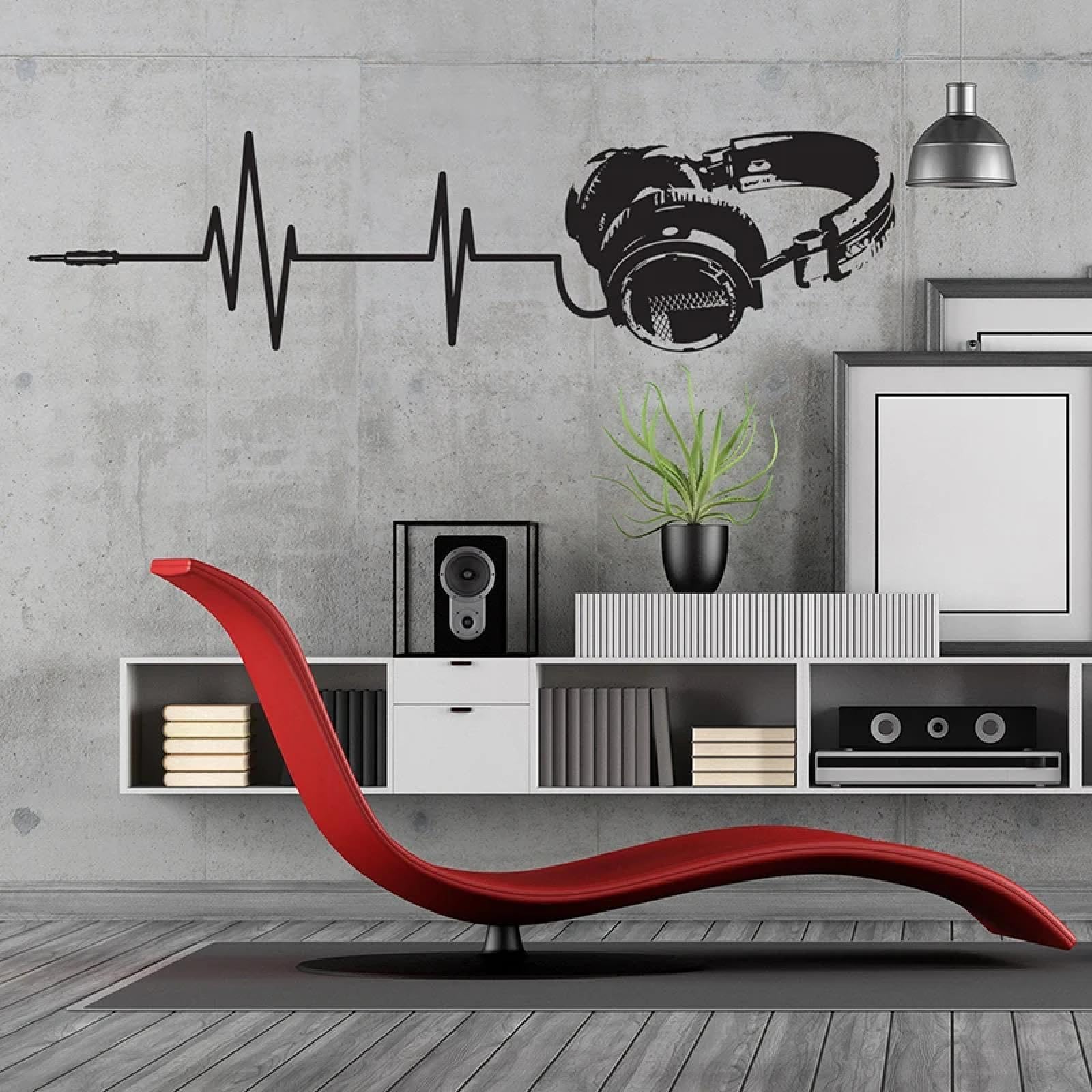 Black/Headphone Vinyl Wall Sticker Music Art Sticker Silhouette Cutout Decorative Mural Headphone Decal