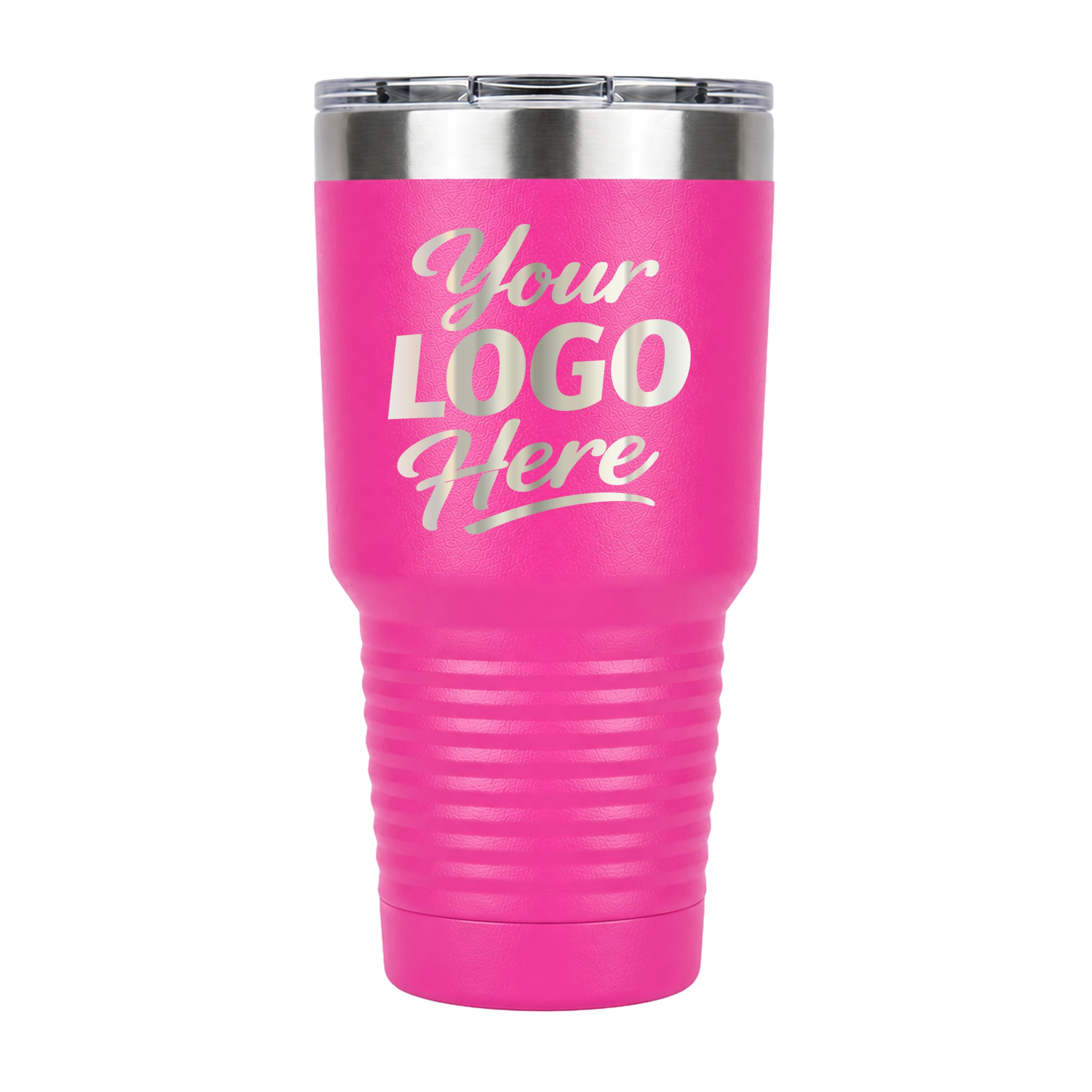 Custom Tumbler Set of 4, Pink - Personalized Cup with Slider Lid, Laser Engraved Name & Logo, BPA-Free Double-Wall Insulated Travel Mug - Stainless Steel (30 Oz)