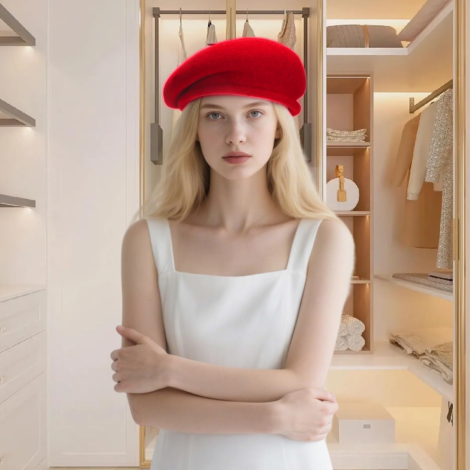 100% Wool Beret Hats for Women Men,Classic French Hat,Adjustable Headband, Handmade Rolled Brim. - Image 2