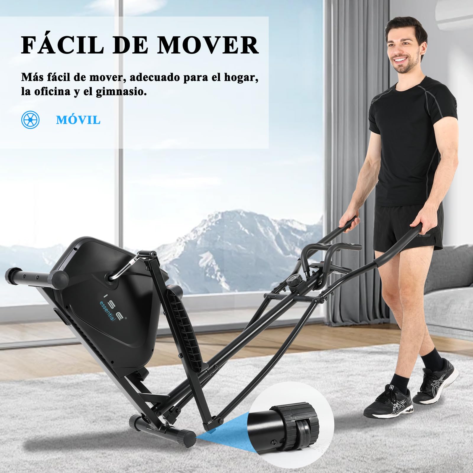 ISE Bicicleta Elíptica para casa con zancada de 28 cm, eliptica con, 8 Niveles de Sistema magnético Externo bidireccional, elipticas Fitness casa con LCD Pantalla y sensores de Pulso