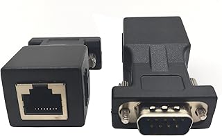 Qaoquda DB9 RS232 Male to RJ45 Female Serial Port Extender to Port to LAN Ethernet CAT5 CAT6 Serial Coupler Extender Adapter(2PCS)