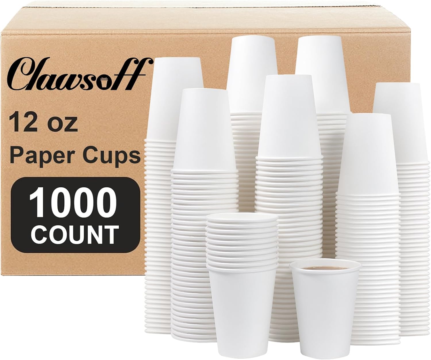 1000 Count - 12 oz Paper Coffee Cups, Disposable Coffee Cups 12 oz, Thickened White Paper Cups for Hot or Cold Beverage, Home, Office, Party, Business, Events 12 OZ-1000 Pack