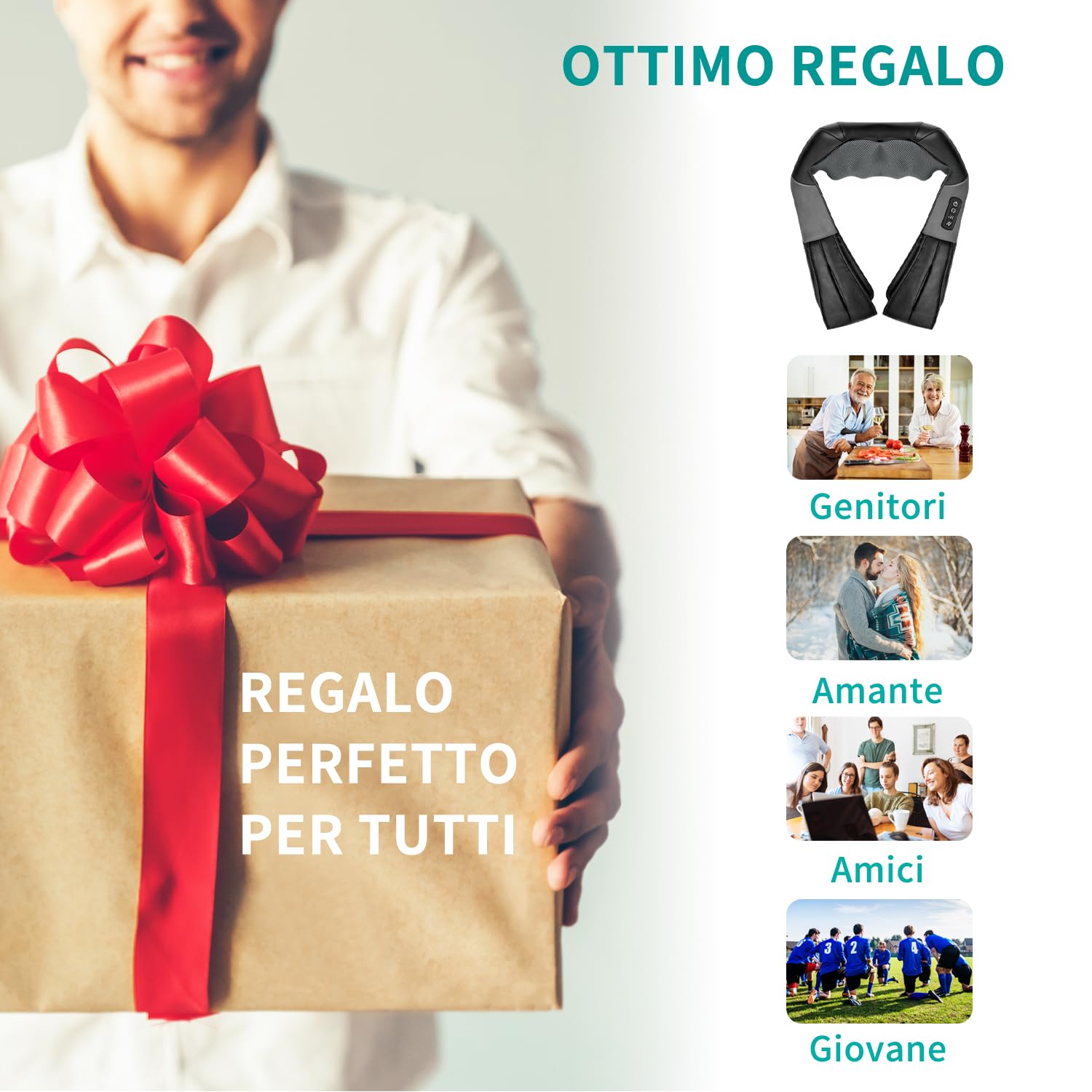 Nekteck Shiatsu collo e massaggiatore posteriore, con calmante calore e tessuto profondo 3D massaggio cuscino, è adatto ，e può essere facilmente utilizzato in casa, ufficio e autoo