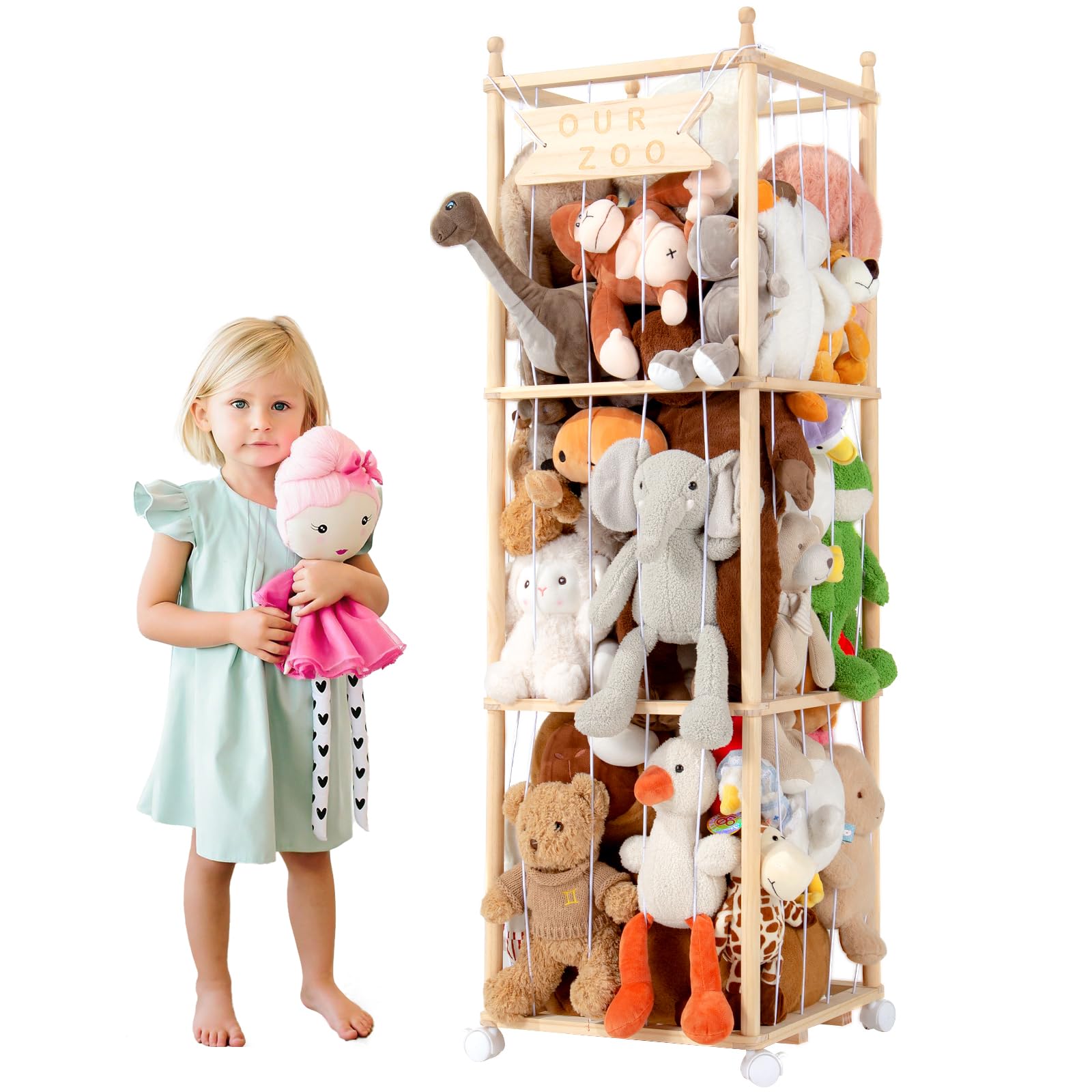 Porta giochi bambini, organizer giochi bambini, Wood porta peluche, 137cm