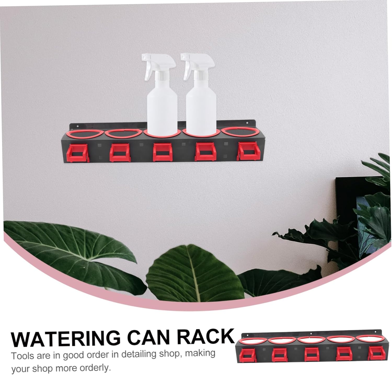 Spray Bottle Storage Rack Durable Wall Organizer for Car Beauty Shop Accessories Includes Hooks for Spray Bottles Abrasives and Cleaning Agents