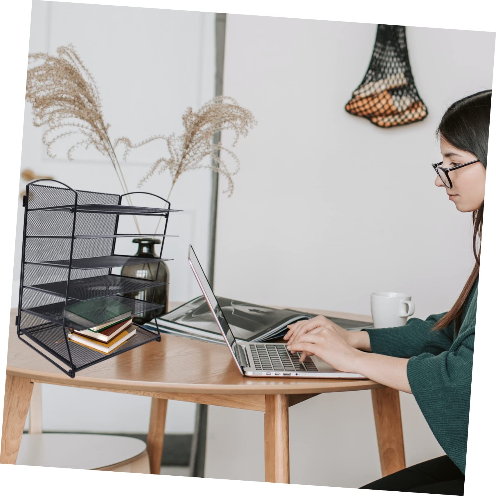 Lurrose 1ensemble Étagère à Documents Organisateur De Bureau Pratique à Plusieurs Niveaux pour Rangement des Fichiers Et Documents