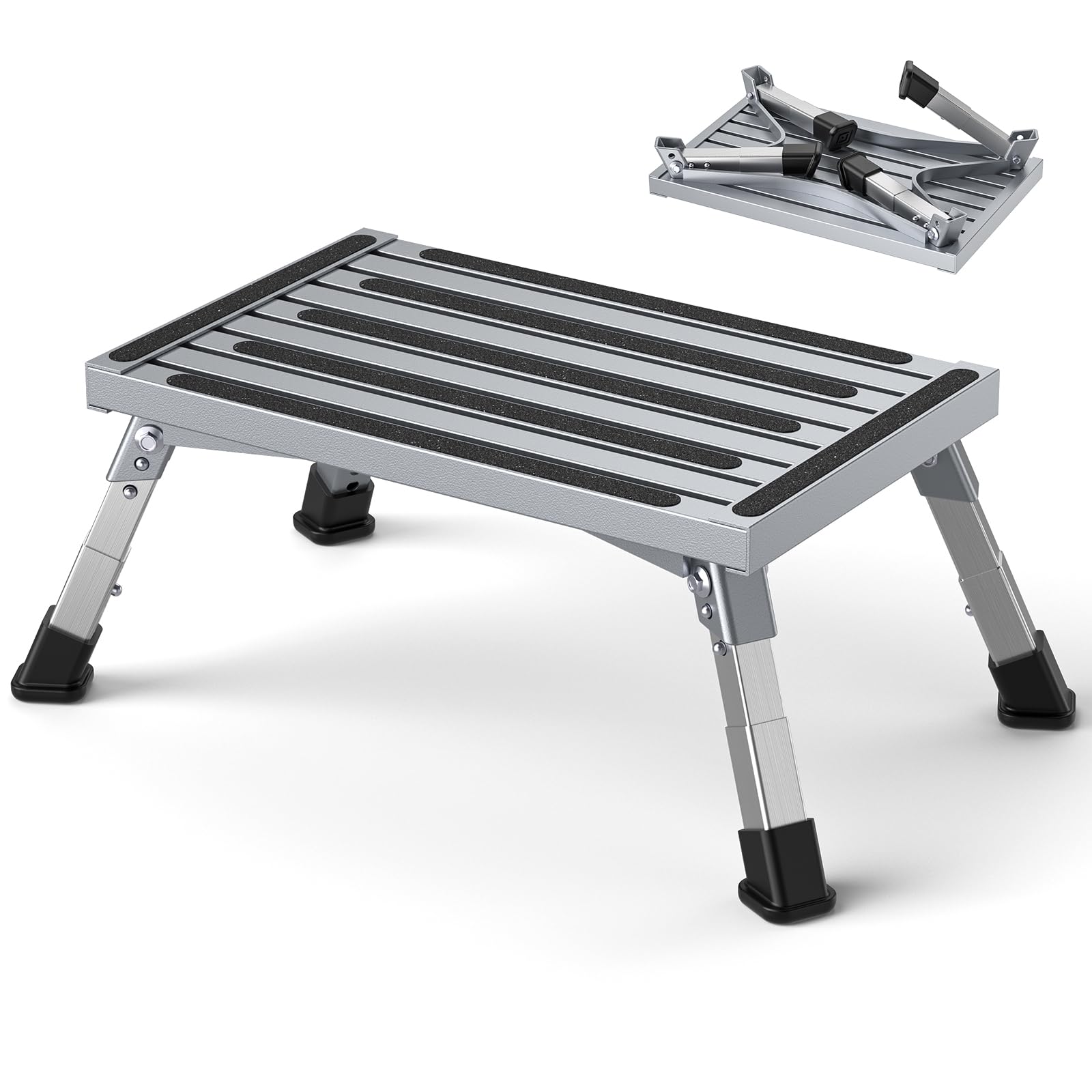 Aluminium Tritthocker Klappbar mit 350 kg Traglast & 4-stufige Höhenverstellung18-24 cm