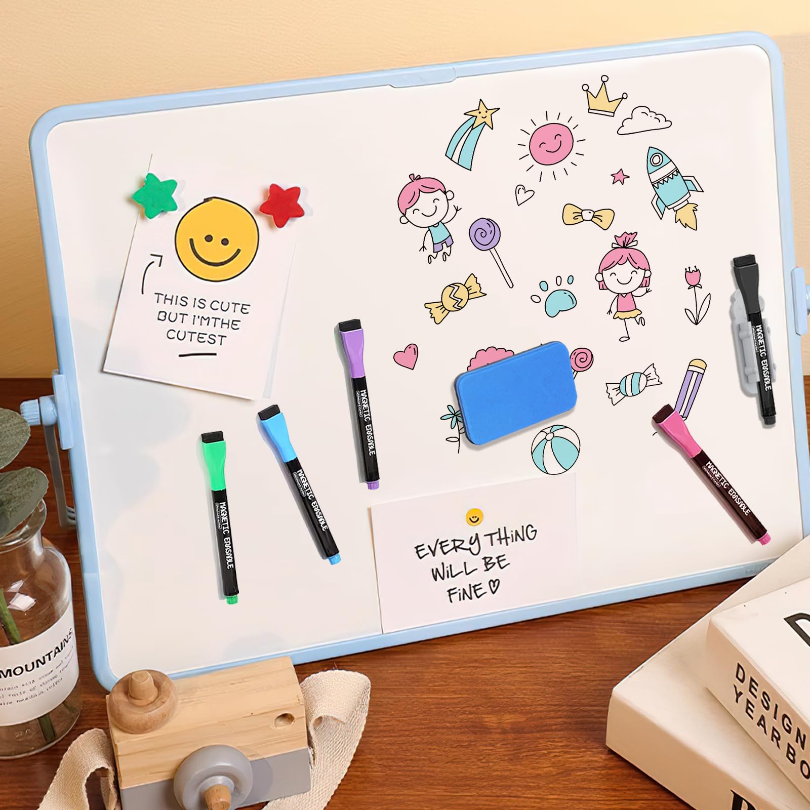 Pennarelli Lavagna Magnetica - 12 Colori, Cancellabili, Con Cancellino - Foto 9