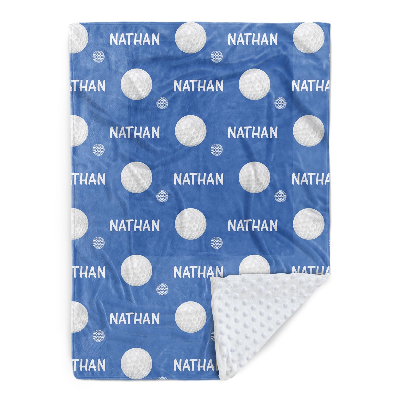 Duckbe Custom Golf Blanket - Personalized Name with Golf Patterns - Soft Plush Flannel Blanket with Double Layer Dotted Backing for Baby Toddler Kids Teen Boys Girls Gifts Blue