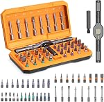 ORIA Ratchet Screwdriver Set, 42 in 1 Screwdriver Set with Rotatable Ratchet Handle, Magnetic Repair Tool Kit with 40 PCS Magnetic Precision Bits, Storage Case, for Appliances - Orange