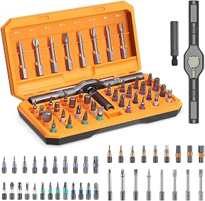 ORIA Ratchet Screwdriver Set, 42 in 1 Screwdriver Set with Rotatable Ratchet Handle, Magnetic Repair Tool Kit with 40 PCS Magnetic Precision Bits, Storage Case, for Appliances - Orange