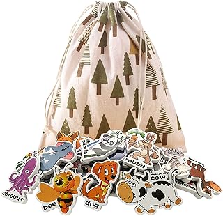 Animal Magnets Refrigerator Education 32 Fridge Magnetic Animal Early Learning for Toddlers with Clear Big Name Beside